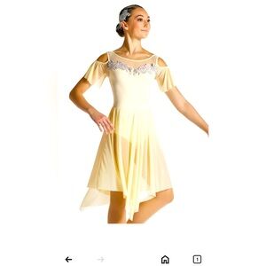 NWT Weissman Ivory Cold Shoulder Dress Dance Halloween Costume Size Large (14)